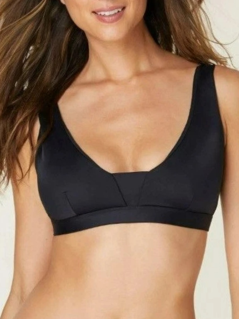 Andie Swim The Tahiti Black Bikini Swim Top Eco Nylon Top Size Medium